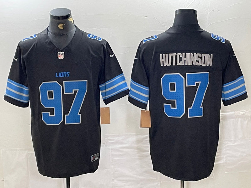 Custom Men’s Detroit Lions #97 Aidan Hutchinson Black 2024 F.U.S.E. 2nd Alternate Vapor Limited Stitched Jersey