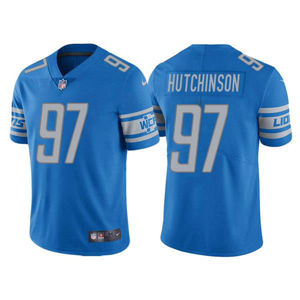 Custom Men’s Detroit Lions #97 Aidan Hutchinson Blue NFL Draft Vapor Untouchable Limited Stitched Jersey