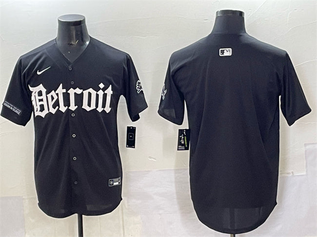 Custom Men’s Detroit Lions Blank Black ‘Motor Gothic Edition’ Vapor Premier Limited Stitched Jersey