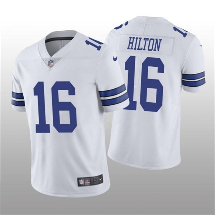 Custom Men’s Dallas Cowboys #16 T.Y. Hilton White Vapor Untouchable Stitched Jersey