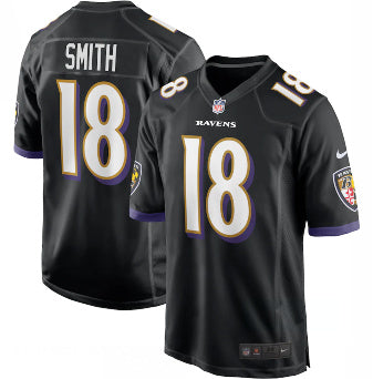 Custom Men’s Baltimore Ravens #18 Roquan Smith Black Vapor Limited Jersey