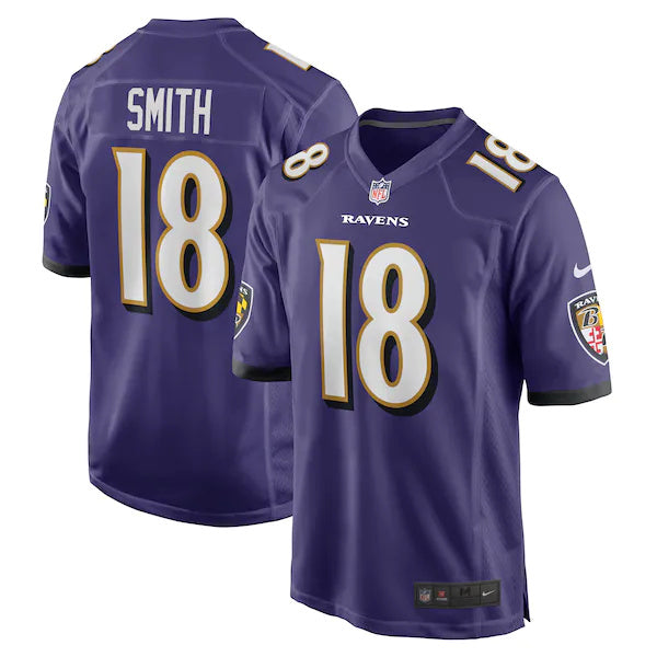 Custom Men’s Baltimore Ravens #18 Roquan Smith Purple Vapor Limited Jersey