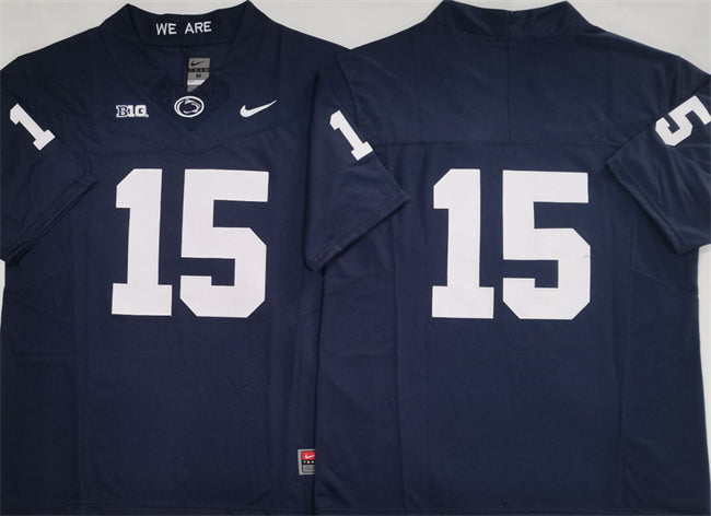Custom Men’s Penn State Nittany Lions #15 Drew Allar Navy 2024 F.U.S.E. No Name Stitched Jersey