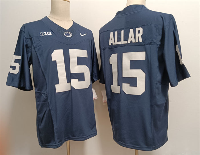 Custom Men’s Penn State Nittany Lions #15 Drew Allar Navy Stitched Jersey