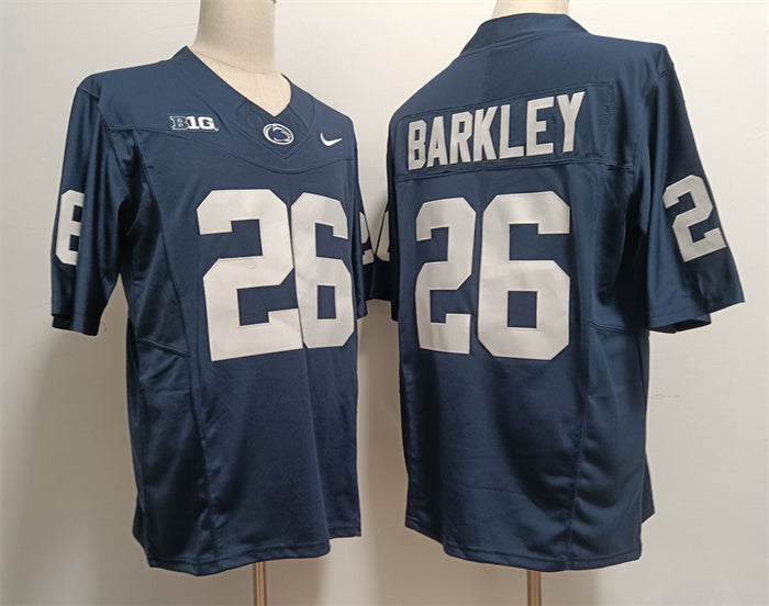 Custom Men’s Penn State Nittany Lions #26 Saquon Barkley Navy CStitched Jersey