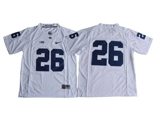 Custom Men’s Penn State Nittany Lions #26 Saquon Barkley White Stitched Jersey