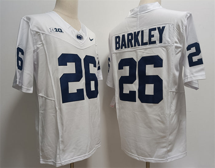 Custom Men’s Penn State Nittany Lions #26 Saquon Barkley White Stitched Jersey
