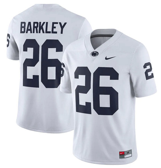 Custom Men’s Penn State Nittany Lions #26 Saquon Barkley White Stitched Jersey