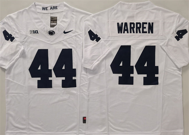 Custom Men’s Penn State Nittany Lions #44 Davis Warren White 2024 F.U.S.E. No Name Stitched Jersey