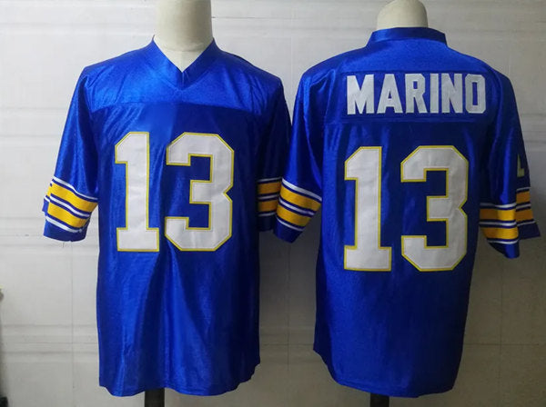 Custom Men’s Pittsburgh Panthers #13 Dan Marino Blue Stitched Jersey