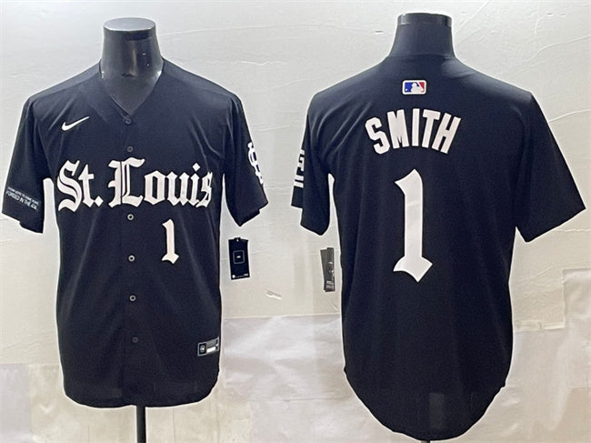 Custom Men’s St. Louis Cardinals #1 Ozzie Smith Black ‘Gothic Legacy Edition’ Vapor Premier Limited Stitched Baseball Jersey