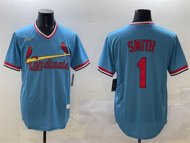 Custom Men’s St. Louis Cardinals #1 Ozzie Smith Blue Stitched Baseball Jersey