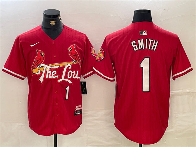 Custom Men’s St. Louis Cardinals #1 Ozzie Smith Red 2024 City Connect Limited Stitched Baseball Jersey
