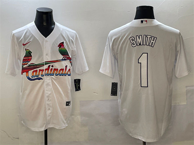 Custom Men’s St. Louis Cardinals #1 Ozzie Smith White Cool Base Stitched Baseball Jersey