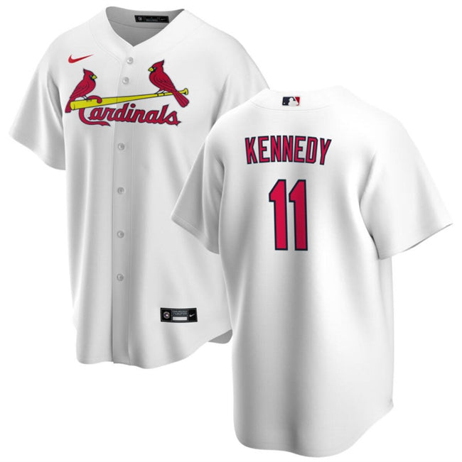 Custom Men’s St. Louis Cardinals #11 Buddy Kennedy White Cool Base Stitched Jersey