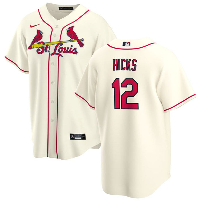 Custom Men’s St. Louis Cardinals #12 Jordan Hicks Cream Cool Base Stitched Jersey