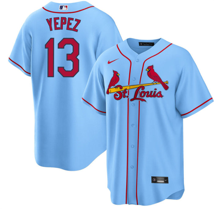 Custom Men’s St. Louis Cardinals #13 Juan Yepez Blue Cool Base Stitched Jersey
