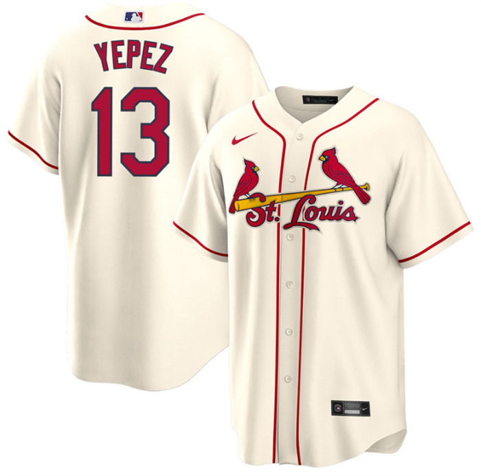 Custom Men’s St. Louis Cardinals #13 Juan Yepez Cream Cool Base Stitched Jersey
