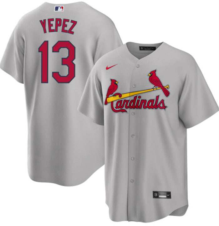 Custom Men’s St. Louis Cardinals #13 Juan Yepez Grey Cool Base Stitched Jersey