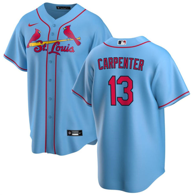 Custom Men’s St. Louis Cardinals #13 Matt Carpenter Blue Cool Base Stitched Jersey
