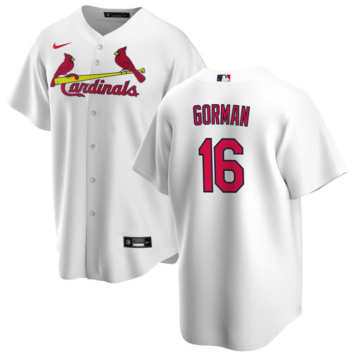 Custom Men’s St. Louis Cardinals #16 Nolan Gorman White Cool Base Stitched Jersey