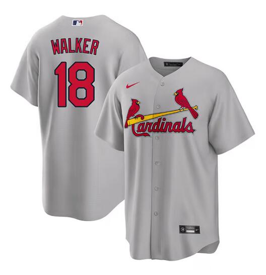 Custom Men’s St. Louis Cardinals #18 Jordan Walker Grey Cool Base Stitched Baseball Jersey