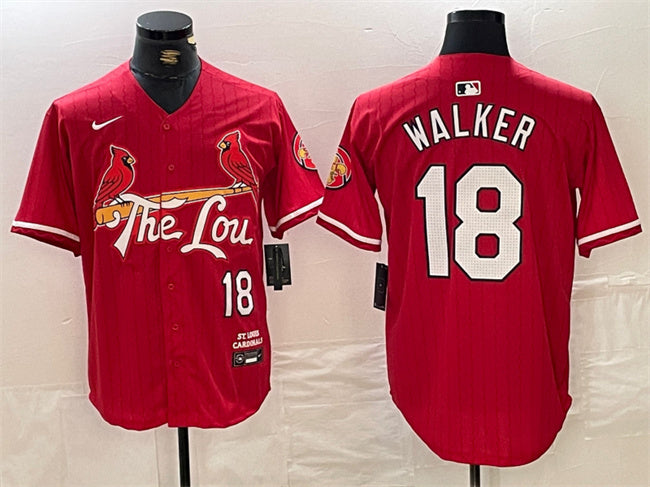 Custom Men’s St. Louis Cardinals #18 Jordan Walker Red 2024 City Connect Limited Stitched Baseball Jersey