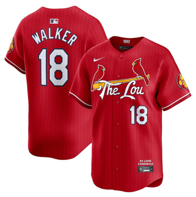 Custom Men’s St. Louis Cardinals #18 Jordan Walker Red 2024 City Connect Limited Stitched Baseball Jersey