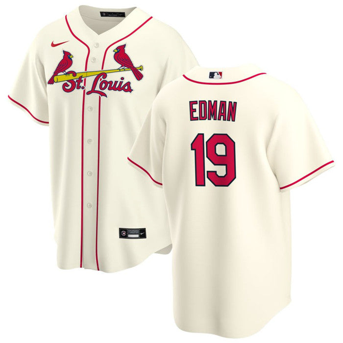 Custom Men’s St. Louis Cardinals #19 Tommy Edman Cream Cool Base Stitched Jersey