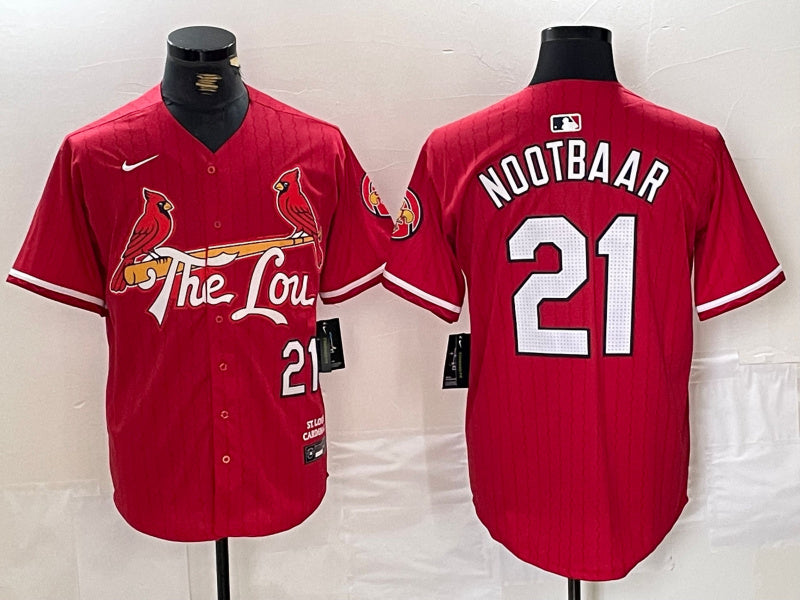Custom Men’s St. Louis Cardinals #21 Lars Nootbaar Red 2024 City Connect Stitched Baseball Jerseys