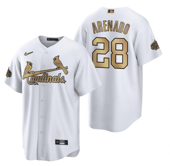 Custom Men’s St. Louis Cardinals #28 Nolan Arenado 2022 All-Star White Cool Base Stitched Baseball Jersey