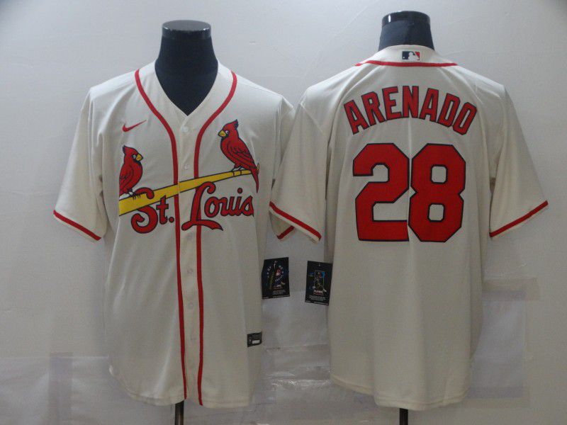 Custom Men’s St. Louis Cardinals #28 Nolan Arenado Cream Stitched MLB Cool Base Jersey