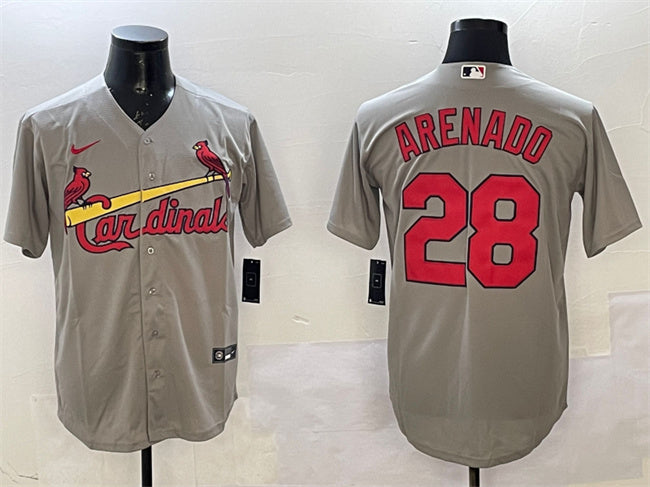Custom Men’s St. Louis Cardinals #28 Nolan Arenado Grey Cool Base Stitched Baseball Jersey