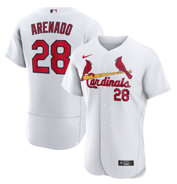 Custom Men’s St. Louis Cardinals #28 Nolan Arenado White Flex Base Stitched Jersey