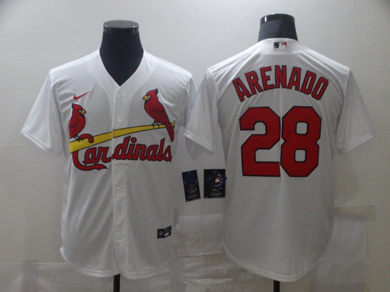 Custom Men’s St. Louis Cardinals #28 Nolan Arenado White Stitched MLB Cool Base Jersey