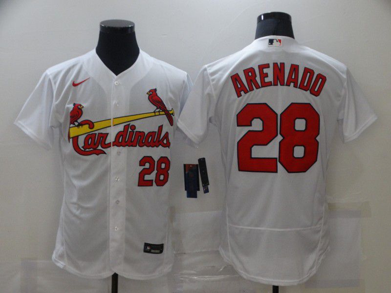 Custom Men’s St. Louis Cardinals #28 Nolan Arenado White Stitched MLB Flex Base Jersey