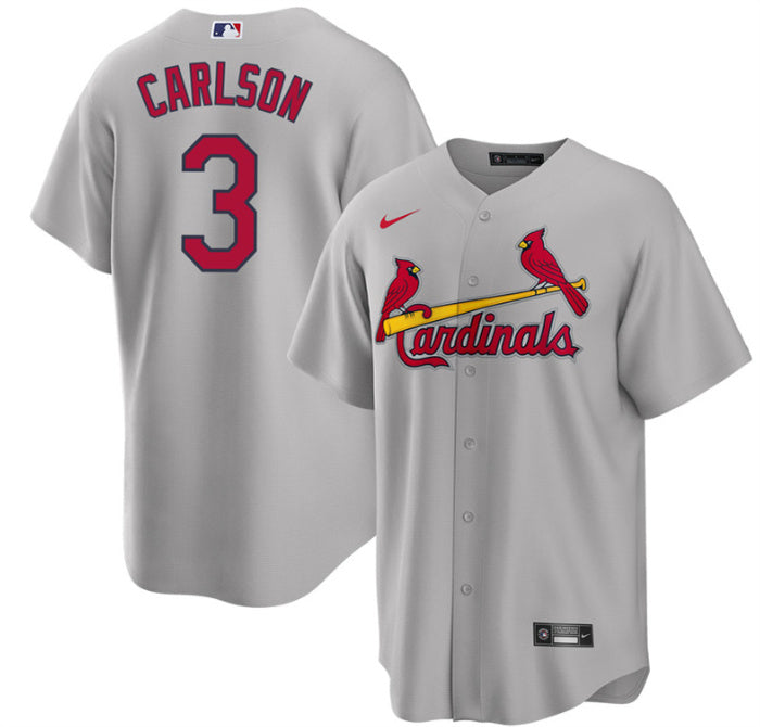 Custom Men’s St. Louis Cardinals #3 Dylan Carlson Grey Cool Base Stitched Jersey