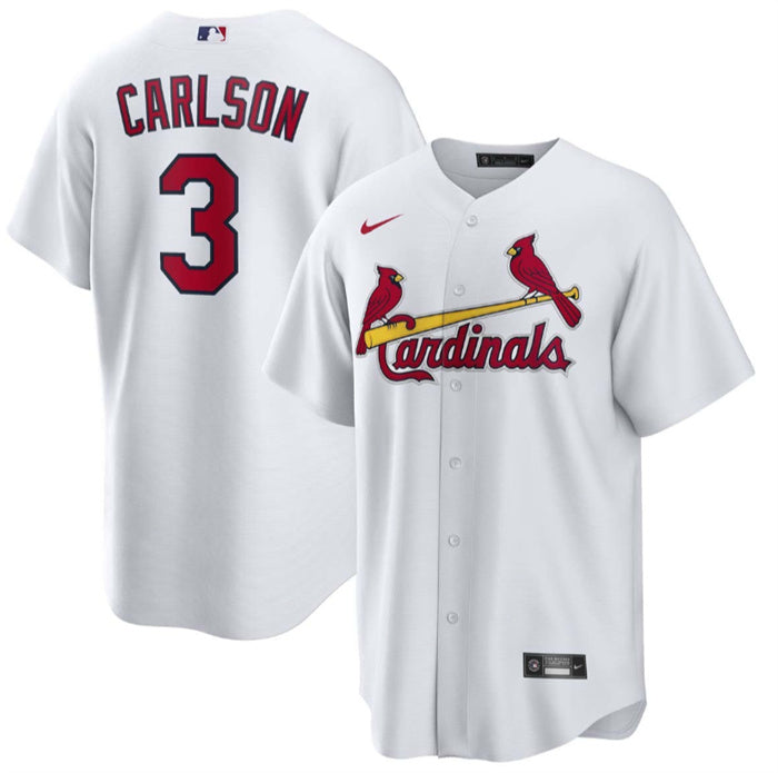 Custom Men’s St. Louis Cardinals #3 Dylan Carlson White Cool Base Stitched Jersey