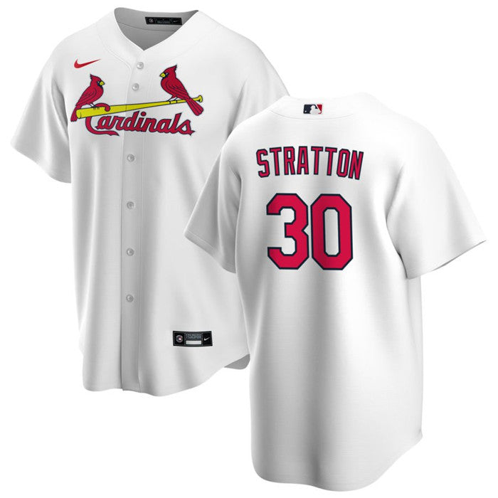 Custom Men’s St. Louis Cardinals #30 Chris Stratton White Cool Base Stitched Jersey