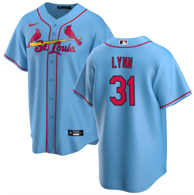 Custom Men’s St. Louis Cardinals #31 Lance Lynn Blue Cool Base Stitched Baseball Jersey