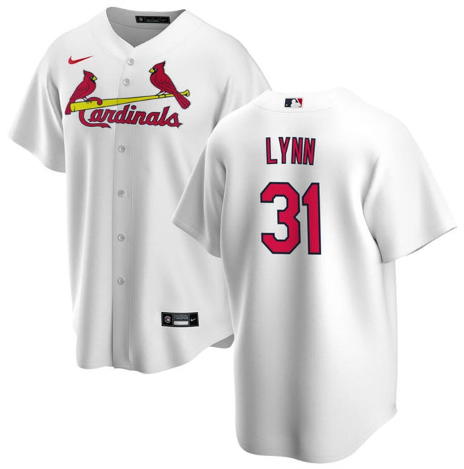 Custom Men’s St. Louis Cardinals #31 Lance Lynn White Cool Base Stitched Baseball Jersey