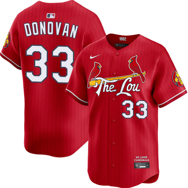 Custom Men’s St. Louis Cardinals #33 Brendan Donovan Red 2024 City Connect Limited Stitched Baseball Jersey