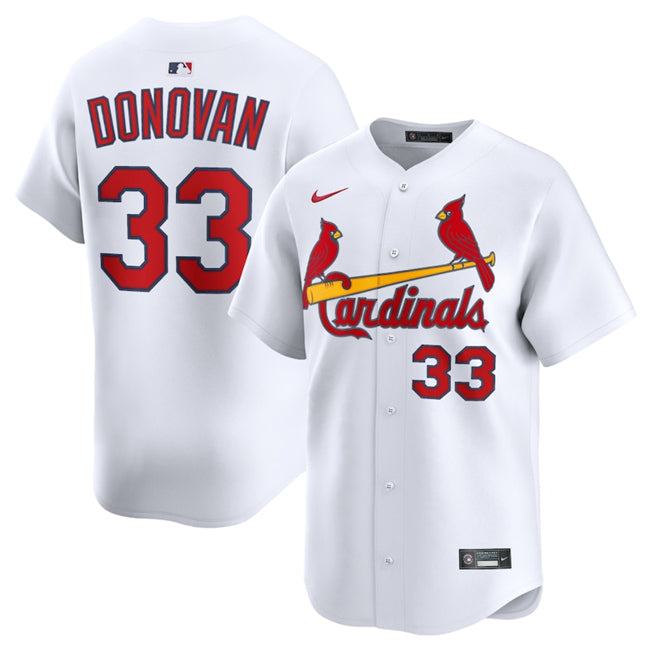 Custom Men’s St. Louis Cardinals #33 Brendan Donovan White Home Limited Stitched Baseball Jersey
