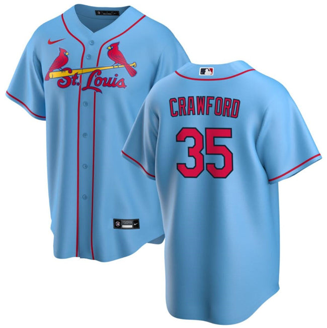 Custom Men’s St. Louis Cardinals #35 Brandon Crawford Blue Cool Base Stitched Baseball Jersey
