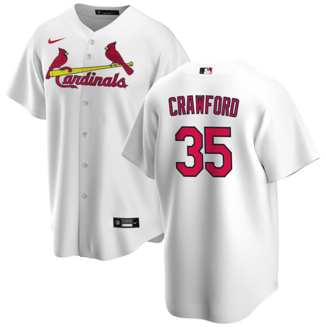 Custom Men’s St. Louis Cardinals #35 Brandon Crawford White Cool Base Stitched Baseball Jersey