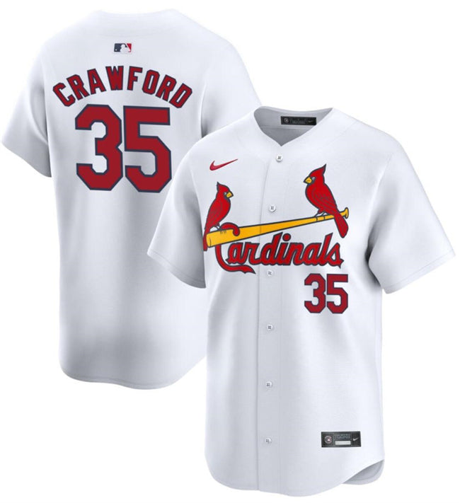 Custom Men’s St. Louis Cardinals #35 Brandon Crawford White Home Limited Stitched Baseball Jersey