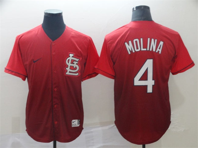 Custom Men’s St. Louis Cardinals #4 Yadier Molina Red Fade Stitched Baseball Jersey
