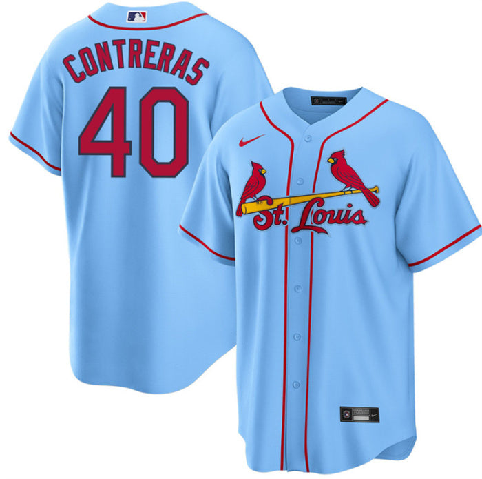 Custom Men’s St. Louis Cardinals #40 Willson Contreras Blue Cool Base Stitched Jersey