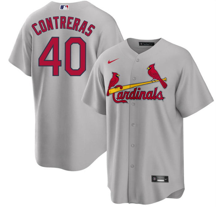 Custom Men’s St. Louis Cardinals #40 Willson Contreras Grey Cool Base Stitched Jersey