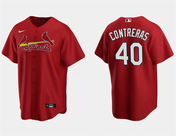 Custom Men’s St. Louis Cardinals #40 Willson Contreras Red Cool Base Stitched Jersey